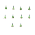 Set of 10 gold Christmas tree charms with green and red enamel detail for DIY jewelry - Classic Christmas Tree Style (11#)