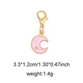 Pink enamel moon pendant with gold star and lobster clasp for shoes and bags - Style 37 Moon