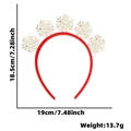 Red Christmas headband with five wooden snowflake ornaments and product dimensions - Snowflake Style