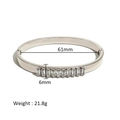 Detailed view of silver baguette cut crystal bracelet with 61mm inner diameter - Silver / White Zirconia / 61mm