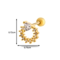 Puce d'oreille cœur en acier doré avec gemmes claires et dimensions 0,72x0,75cm - Cœur Entouré de Diamants - Couleur Or (5#)