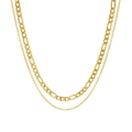 Collana a doppio strato in acciaio inossidabile dorato con maglia Figaro - Oro