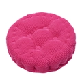 Close-up of thick round rose red corduroy cushion with five-point tufted stitching detail - Rose Red (Round)