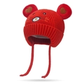 Bonnet en tricot rouge pour tout-petits avec oreilles d'ours et broderie de cœur - Taille unique / Rouge