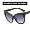 Cat eye glasses frame in glossy black finish with gradient grey lenses for women - Bright Black / Gradient Grey