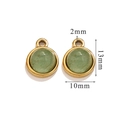 Green gemstone round pendant with gold setting and 10mm dimension markings - Small (13mm x 10mm) / Green Aventurine