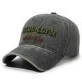 Vintage washed charcoal grey cotton baseball cap with Brooklyn 1978 embroidery - Adjustable / Army Green