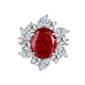Luxury S925 silver ring featuring a central oval red gem and sparkling white stones - US 6 / Flower Cluster Style (FDJZ-097)