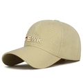 Khaki breathable laser-cut mesh baseball cap with FEWK embroidery for outdoor running - Khaki