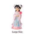 Traditional Chinese style figurine of a girl in Hanfu holding red flowers, large size - Large / Style 1218-1D Holding Fan