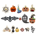 Set ciondoli Halloween con zucche e fantasmi per creazione di gioielli fai da te creativi - Set 15pz Ciondoli Smalto Halloween