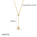 Collana a Y in acciaio dorato con zirconi a goccia, lunghezza 460mm e catena da 60mm - Stile Gemma a Goccia d'Acqua (TN3399)