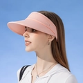 Pink UPF50+ open top sun hat with wide brim for women, stylish UV protection headwear - Watermelon red