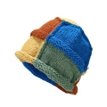 Colorful patchwork knit beanie for women featuring bold color blocks and cozy winter style - One Size / Yellow