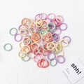 Colorful elastic hair ties for girls in pastel purple, pink, orange, yellow and green - 2cm Ribbed Spring Colors