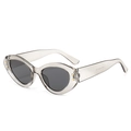 Transparent grey oval sunglasses with golden star accents and dark lenses - Transparent Grey Frame Grey Lens