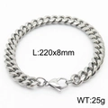 Silver stainless steel Cuban link bracelet with lobster clasp, 220x8mm size - Style C 8mm x 220mm