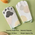 Pastoral thick heat resistant oven mitts with cute cat paw design and hanging loop - Single Glove / Grey Paw Style