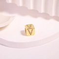 Gold-plated cube bead with zircon-encrusted letter V for DIY jewelry bracelets - Letter V
