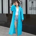 Impermeabile lungo blu in EVA con cappuccio e bottoni a pressione per escursioni all'aperto - M / Blu