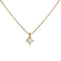 Makroaufnahme einer vergoldeten S925 Silberkette mit runden Zirkonia und feiner Box-Kette - 4mm / Gold Klein