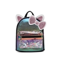 Iridescent cat ear backpack with glitter bow and transparent sequin pocket detail - Black