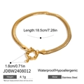 Golden 18K stainless steel snake chain bracelet with 1.8cm spring ring clasp - Gold Snake Chain Bracelet with Ring Buckle (JDBW2408012)