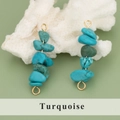 Handcrafted turquoise stone bead connector with gold wire for DIY jewelry making - 09S Blue Turquoise (Set of 4)
