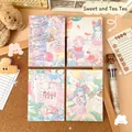 Set de cuatro mini cuadernos con lindas portadas de macaron con temas de niñas y conejos - Sweetie y Chacha