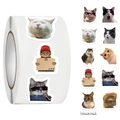 Detail of 0.77-inch cat meme roll stickers showing various cute cartoon designs and dimensions - Jjt004 Cat Emoticons (10 Images 500 Images/roll)