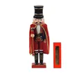 Traditional red and blue nutcracker soldier doll with cape and gift box, 38cm height - Red Cloak Soldier With Scepter (Z3815)