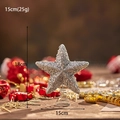 Elegant silver glitter 15cm Christmas tree star topper with metal spring base - 15cm Silver Tree Top Star