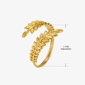 Adjustable golden stainless steel leaf ring with 1.7cm inner diameter and matte finish - Gold Ring 150