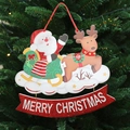 Addobbo natalizio con Babbo Natale e renne con scritta glitter Merry Christmas - Renna Babbo Natale 23*23CM
