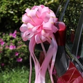 Large pink decorative car ribbon bow with gold edges and Love print on wing mirror - Confession Style Pink 5Pcs/Pack