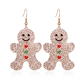 Festive gingerbread man earrings with gold glitter and red heart buttons for Christmas - 13.Heart Gingerbread Man Earrings
