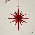 Red glitter star Christmas tree hanging ornament 15cm size with 3d starburst design - Large Size Red