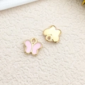 Pink enamel butterfly charm with gold metal plating for jewelry making and earrings - 1pc Pink Butterfly