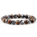 Handmade woven bracelet featuring tiger eye beads and faceted hematite stones - Yellow Tiger Eye (Style 2) & Hematite