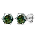 Classic S925 sterling silver stud earrings with 1 carat green round moissanite - Dark Green (1CT*2)