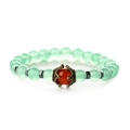 Tiger eye and green stone beaded crown bracelet with vintage bronze metal accents - Green Aventurine Crown Bracelet