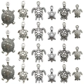 Set of 18 silver antique sea turtle charms for DIY ocean jewelry making and crafting - 18Pcs Silver Turtle Charms