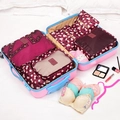 Set de 6 sacs de rangement voyage bordeaux à fleurs avec pochettes en filet pour linge - Bordeaux Floral
