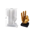 Siliconen mal voor OK handgebaar sculptuur inclusief afmetingen en zwarte basis - OK-teken / Wit
