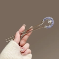 Épingle à cheveux en U argentée avec motif floral bleu, perles et cristaux brillants - Perle de Porcelaine Bleue et Blanche (88#)