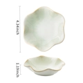 Light green ceramic lotus petal jewelry tray, 4.34 inch diameter with brown rim detail - Leaf White Green