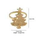 Golden Christmas tree napkin ring with star top and textured metal finish for dining - Gold