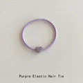 Elastic candy-colored purple hair tie with heart-shaped matte resin decorative bead - Purple