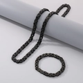 Set gioielli catena bizantina nera con collana piatta e bracciale in acciaio inox - Bracciale 6mm (21cm) / Nero