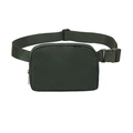 Minimalist army green water-resistant nylon waist bag with adjustable black strap - Dark Green